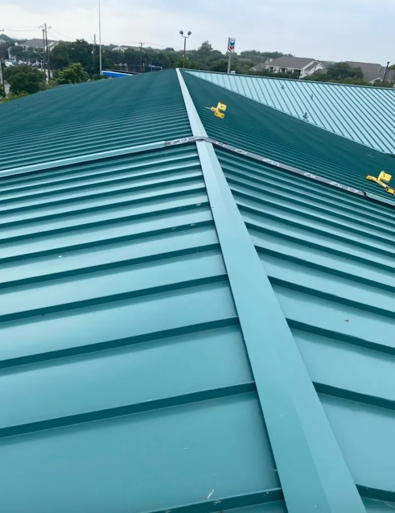 Green commercial metal roof ridge and valley for Metal Roof Repair in Lake Stevens